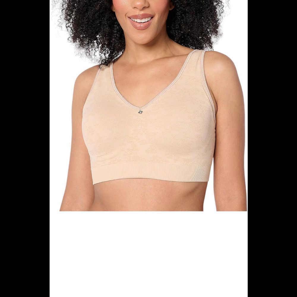 Breezies Women's Seamless Floral Jacquard Wirefree Bra Sunbeige -